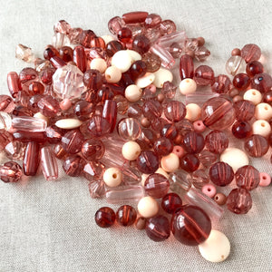 Pink Acrylic Bead Mix - Assorted Shapes - Assorted Sizes - Package of 198 Beads - The Attic Exchange