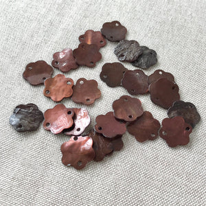 Brown Mother of Pearl Flat Flower Link Connector beads - 14mm - Package of 24 Pieces - The Attic Exchange