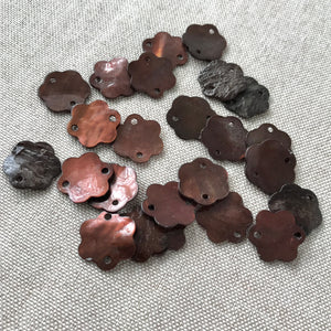 Brown Mother of Pearl Flat Flower Link Connector beads - 14mm - Package of 24 Pieces - The Attic Exchange