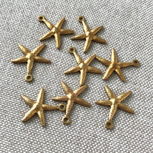 Load image into Gallery viewer, Starfish Charms - Raw Brass - Sea Beach Summer Charms - Starfish Charms - 13mm - Package of 8 Charms - The Attic Exchange