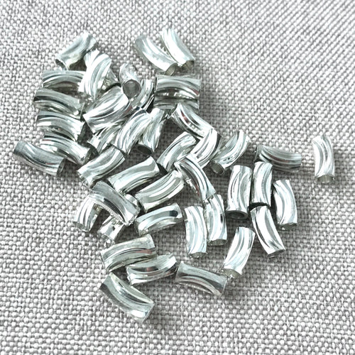 Silver Diamond Cut Tube Beads - 7mm x 3mm - Spacer Beads Metal Beads - Package of 45 Beads - The Attic Exchange
