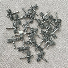 Load image into Gallery viewer, Pewter Silver Dragonfly Charm Lot - Pewter Antique Silver Dragonfly - 18mm - Package of 26 Charms - The Attic Exchange