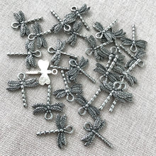 Load image into Gallery viewer, Pewter Silver Dragonfly Charm Lot - Pewter Antique Silver Dragonfly - 18mm - Package of 26 Charms - The Attic Exchange