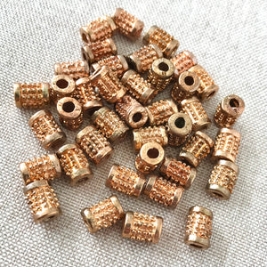 Copper Bumpy Spacer Bead - Tube - 8mm - Large Hole - Package of 39 Beads - The Attic Exchange