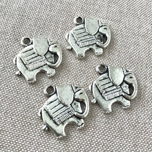 Load image into Gallery viewer, Silver Elephant Charms - Silver Plated - 20mm - Textured One sided - Animals - Package of 4 Charms - The Attic Exchange
