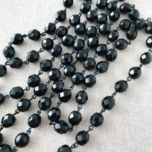 Load image into Gallery viewer, 8mm Jet Black - Swarovski Round Crystals - Package of 80 Beads Linked - The Attic Exchange