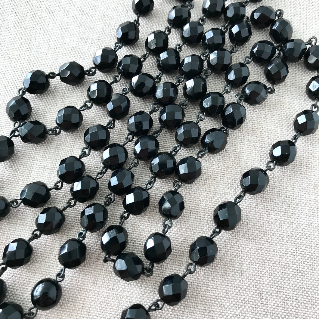 8mm Jet Black - Swarovski Round Crystals - Package of 80 Beads Linked - The Attic Exchange