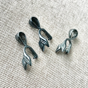 Gunmetal Double Leaf Prong Bail - Gunmetal - 16mm x 5mm Opening - Pack of 3 Bails - The Attic Exchange