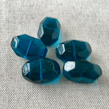 Load image into Gallery viewer, Blue Flat Oval Hexagon Glass Beads - 19mm x 12mm - Translucent Blue - Glass - Package of 5 Beads - The Attic Exchange