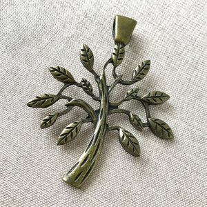 Antique Gold Tree Pendant - 50mm x 72mm - Antiqued Gold - Package of 1 Pendant - The Attic Exchange