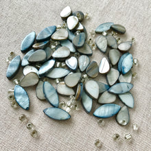 Load image into Gallery viewer, Blue and Sand Mother of Pearl Drop beads - Mixed Assorted - Blue and Sand Hues - Pack of 53 Beads - The Attic Exchange