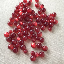 Load image into Gallery viewer, Red Cats Eye Acrylic Round Beads - 6mm and 8mm - Red - Acrylic - Package of 90 Beads - The Attic Exchange