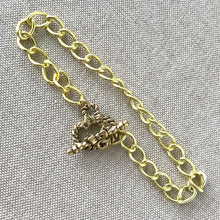 Load image into Gallery viewer, Bow Toggle Curb Chain - Gold Plated Curb Chain Bracelet - 8&quot; - 8 inch - With Toggle Clasp - The Attic Exchange