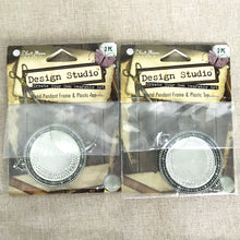 Load image into Gallery viewer, Circle Disk Metal Charm Frames with Acrylic Bubble Tops - Design Studio - Blue Moon Beads - 2 Packages with Bubbles as Shown - The Attic Exchange
