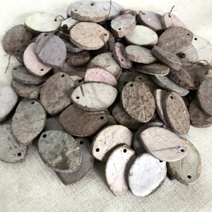 Brown Painted Coconut and Wood Bead Mix - 28mm and Spacer beads - Package of 64 Large Coconut Style Drops and 150 Small Spacers - The Attic Exchange