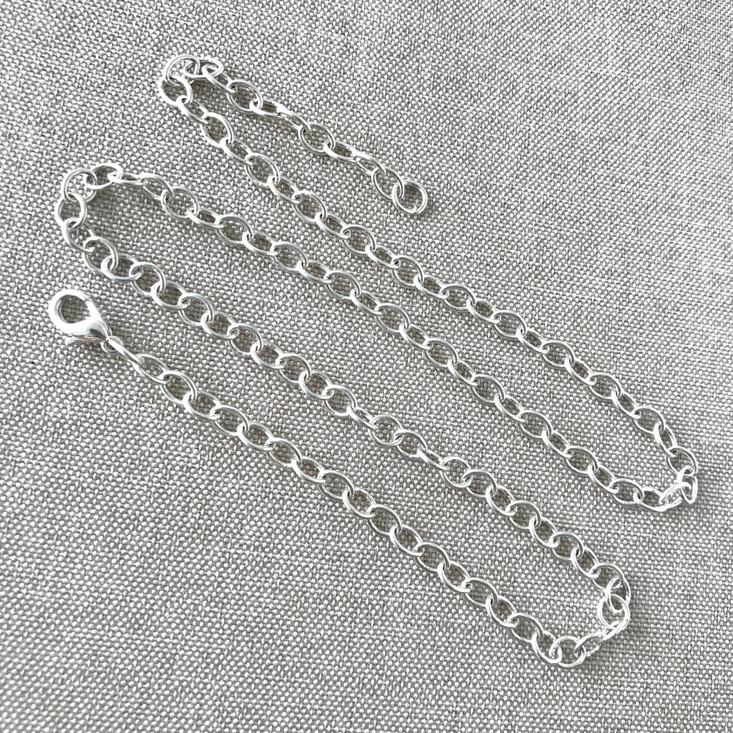 Silver Plated Large Link Cable Chain Necklace - Lobster Claw Clasp - 18 inch - 18
