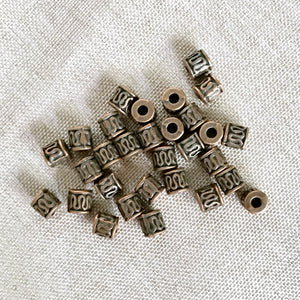 Antiqued Copper Spacer Bead - Tube - 4mm - Package of 30 Beads - The Attic Exchange