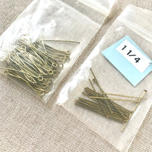 Load image into Gallery viewer, Brass 1.25&quot; Headpins and Eyepins - 21 Gauge - Pack of 17 Headpins and 62 Eyepins - The Attic Exchange