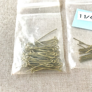 Brass 1.25" Headpins and Eyepins - 21 Gauge - Pack of 17 Headpins and 62 Eyepins - The Attic Exchange