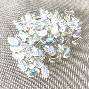 Crystal AB Clear Glass Twist Beads - 6mm x 10mm - Glass Twist - Package of 64 Beads - The Attic Exchange