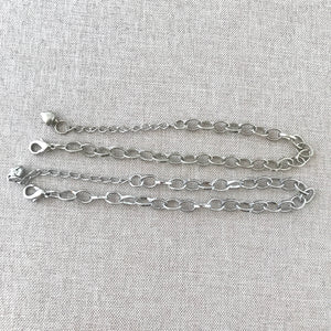 Rolo Oval Cable Chain Bracelets with Bell Charm - Nickel Plated - 7" to 8.5" - Adjustable - Lobster Claw Clasp - Package of 2 Bracelets - The Attic Exchange