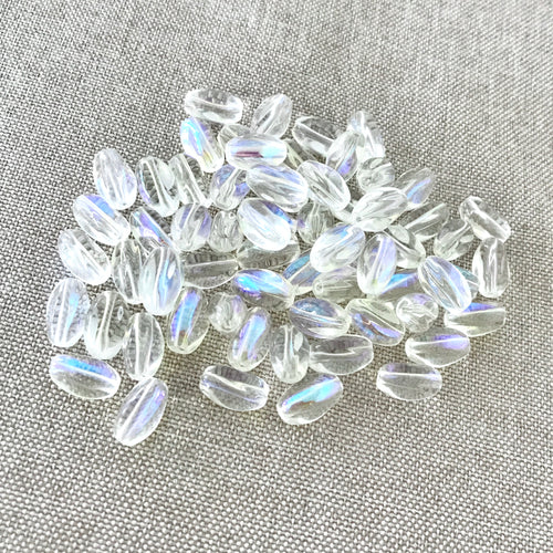 Crystal AB Clear Glass Twist Beads - 6mm x 10mm - Glass Twist - Package of 64 Beads - The Attic Exchange