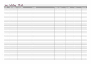 Shop Order Log - Tracker - Ledger - PDF Printable Download - The Attic Exchange