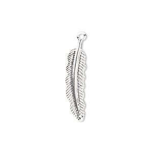 Feather Charms - 23mm x 6mm - Silver Plated Brass - Pack of 72 - The Attic Exchange