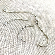 Load image into Gallery viewer, Silver Box Chain - Dainty Fine - Adjustable 5 to 9 Inches - with Open Loops - Adjustable Box Chain Bracelet - Silver - The Attic Exchange