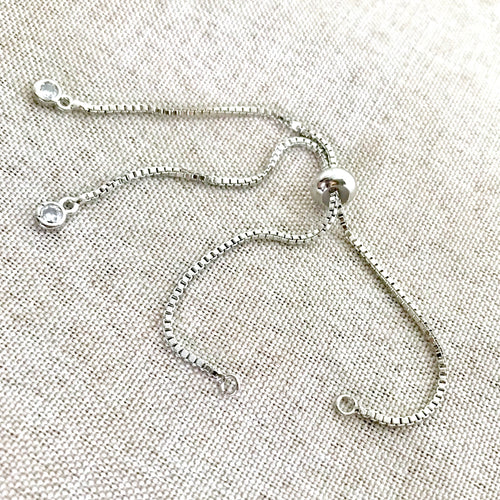 Silver Box Chain - Dainty Fine - Adjustable 5 to 9 Inches - with Open Loops - Adjustable Box Chain Bracelet - Silver - The Attic Exchange