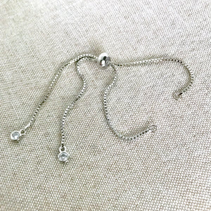 Silver Box Chain - Dainty Fine - Adjustable 5 to 9 Inches - with Open Loops - Adjustable Box Chain Bracelet - Silver - The Attic Exchange