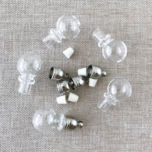 Load image into Gallery viewer, Handblown Round Glass Bottles - Glass Vials - With rubber corks and cap with loop - Gbottle-rbulb - Package of 5 Bottles - The Attic Exchange