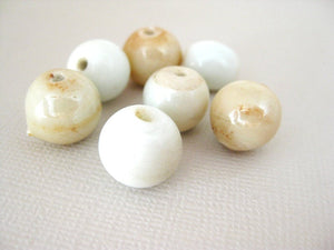 12mm Washed Ashore Sand India Glass Beads - Pack of 7 Beads - The Attic Exchange