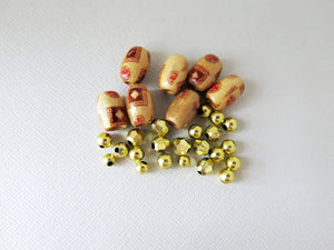 Gold Finished Acrylic And Wood Bead Mix - The Attic Exchange