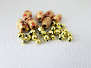 Gold Finished Acrylic And Wood Bead Mix - The Attic Exchange