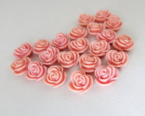 Pink Dusty Rose - Resin Rose Flower Embellishments - 14x8mm - Pack of 15 - The Attic Exchange