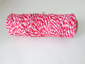 Red White - 100% Cotton - 4PLY Bakers Twine - Sold per spool - 100 Yards - The Attic Exchange