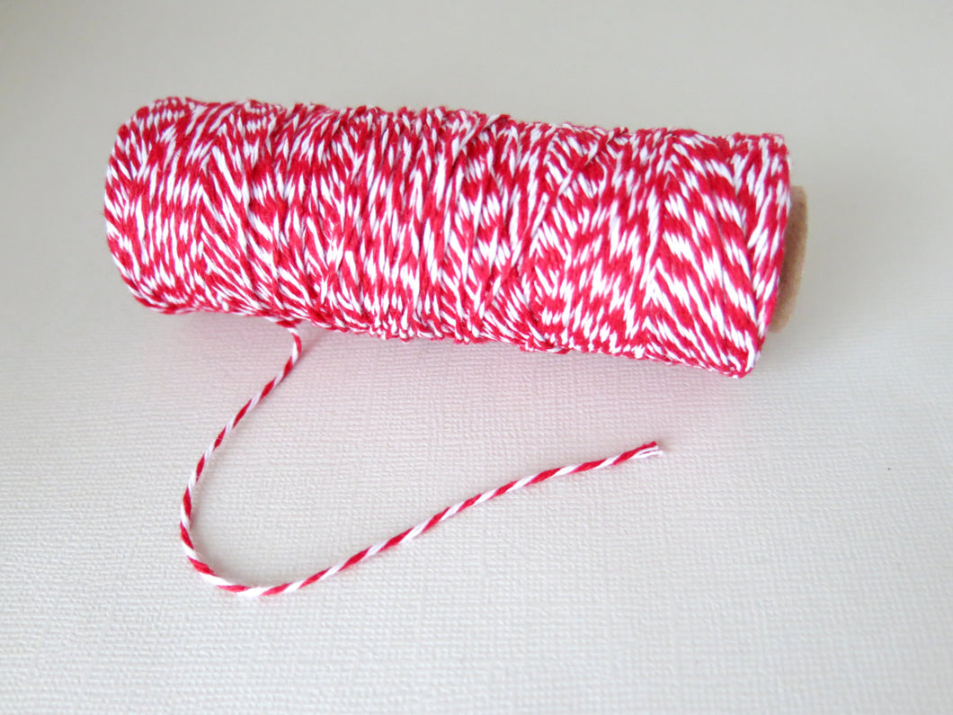 Red White - 100% Cotton - 4PLY Bakers Twine - Sold per spool - 100 Yards - The Attic Exchange