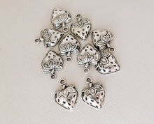 Load image into Gallery viewer, Strawberry Charms - 20mm x 14.5mm - Tibetan Silver - Pewter - hollow back - The Attic Exchange