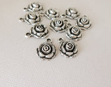 Load image into Gallery viewer, Rose Charms - 17mm x 14mm - Tibetan Silver - Pewter - hollow back - 3D - The Attic Exchange