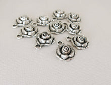 Load image into Gallery viewer, Rose Charms - 17mm x 14mm - Tibetan Silver - Pewter - hollow back - 3D - The Attic Exchange