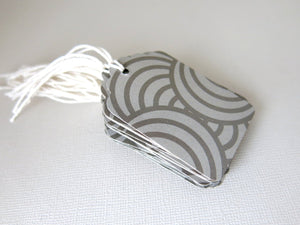 2.25" Grey Brown Ripple Tags with Bakers Twine - Pack of 20 Tags - The Attic Exchange