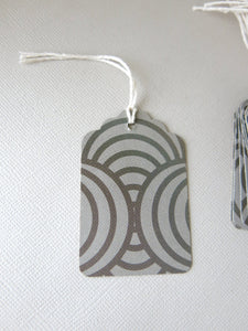 2.25" Grey Brown Ripple Tags with Bakers Twine - Pack of 20 Tags - The Attic Exchange
