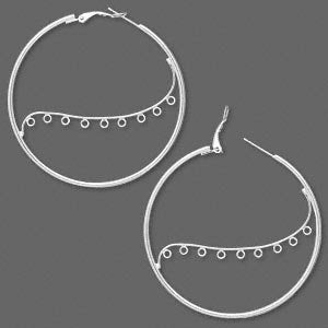 Silver Plated Steel 50mm Round Hoop Earrings - 9 Closed Loops - Hinged - 50 pairs - The Attic Exchange