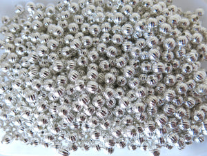 Spacer Beads - Metal Beads - Corrugated Rounds - Silver Plated - 6mm - 8 oz bag package - The Attic Exchange