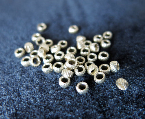 Silver Plated Textured Crimp Beads - The Attic Exchange