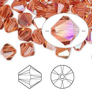 8mm Padparadscha AB - Swarovski Bicone Crystals - Package of 10 - The Attic Exchange