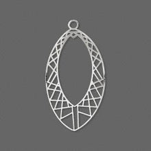 Load image into Gallery viewer, Drop, Lazer Lace™, silver-finished brass, 29x17mm fancy open marquise. Sold per pkg of 20 - The Attic Exchange
