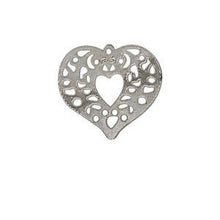 Load image into Gallery viewer, Drop, Lazer Lace™, silver-plated brass, 24x23mm fancy heart. Sold per pkg of 20 - The Attic Exchange