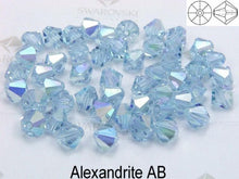 Load image into Gallery viewer, 8mm Swarovski Bicone Crystals - AB Alexandrite - Finish AB - Pkg of 30 - The Attic Exchange